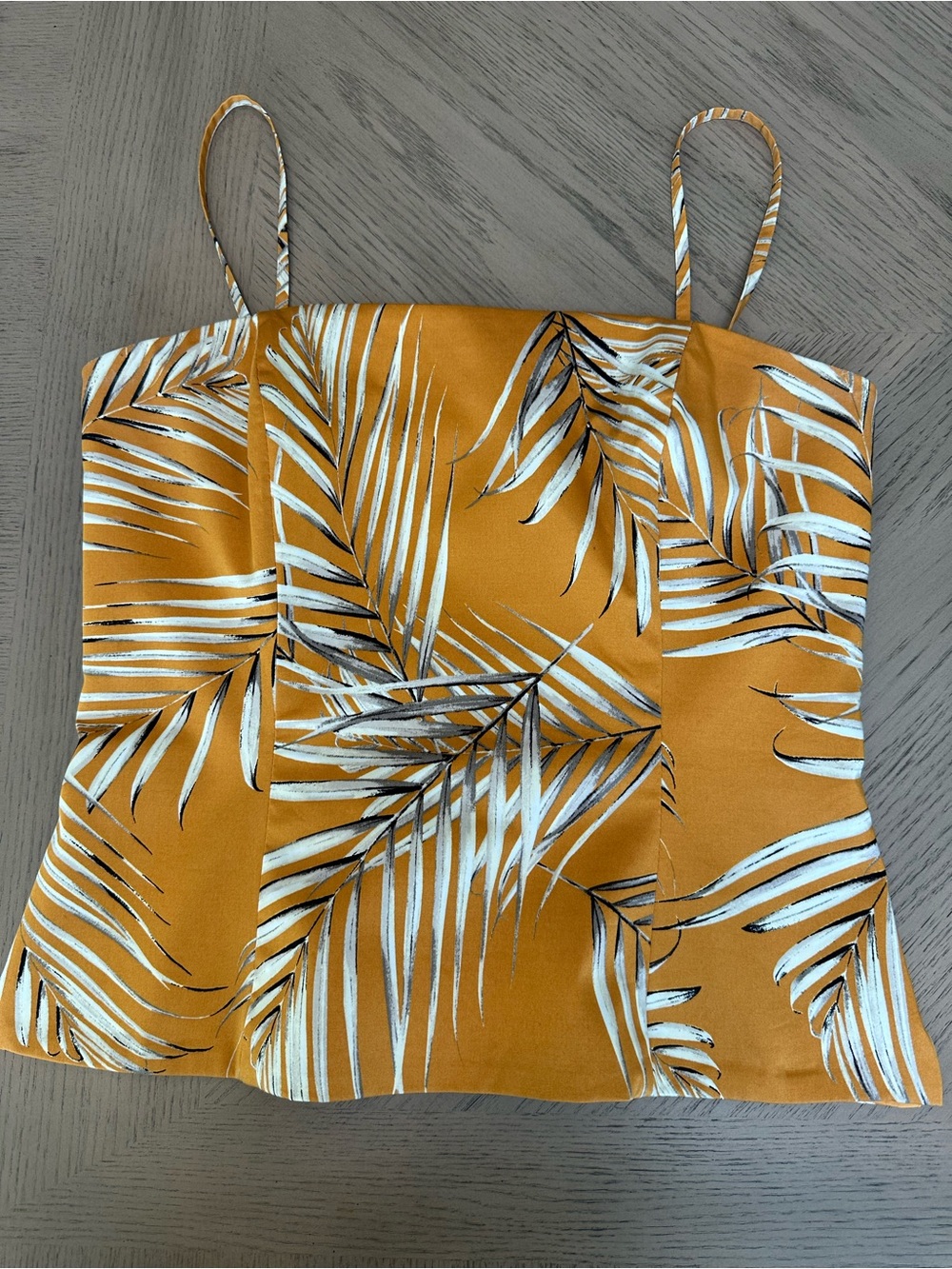 White House Black Market Mustard Palm-Print Cami
